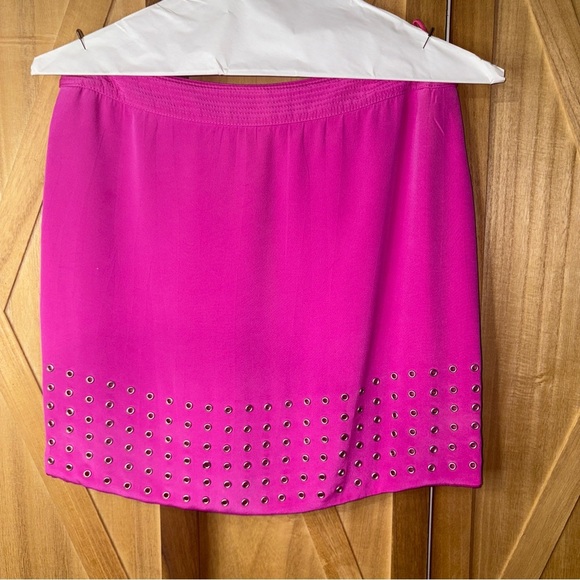 Versace Fuchsia Vintage Mini Skirt with Silver Grommets - Picture 2 of 11
